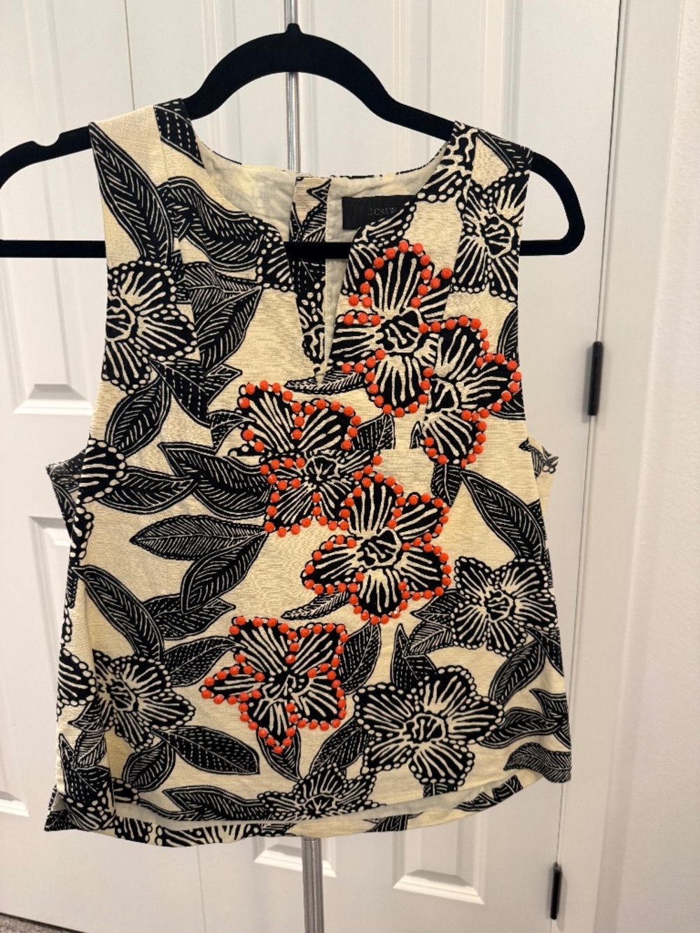 J Crew botanical blouse with orange detail